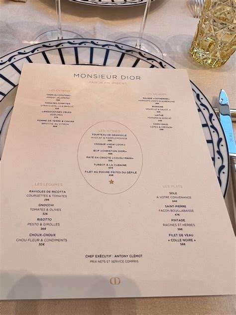 monsieur dior paris menu|monsieur Dior menu.